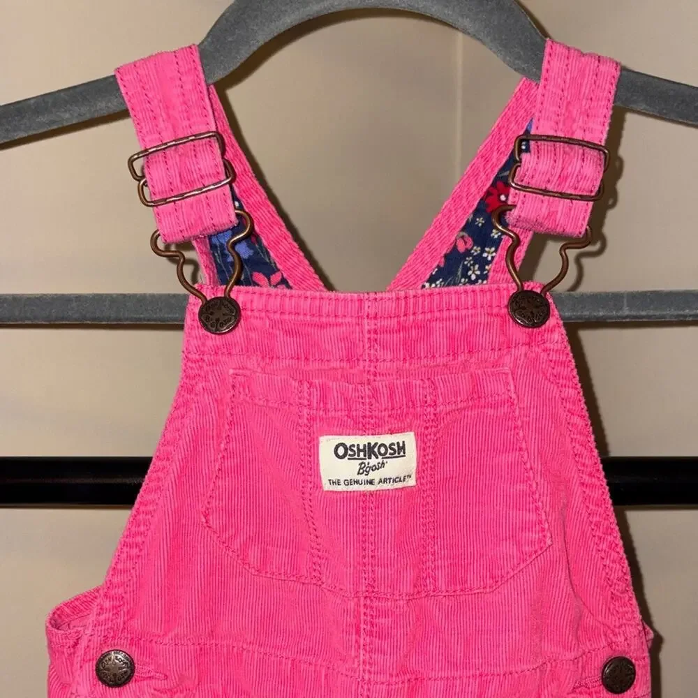 OshKosh B'gosh Vibrant Pink Corduroy Kids Overalls Size 12-18 Months